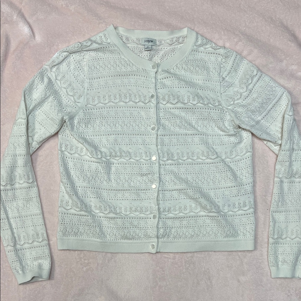 J. Crew Factory White Textured Cardigan